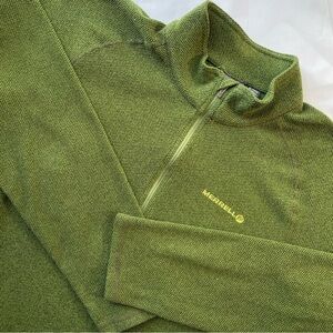 Merrell Men’s Quarter-Zip Pullover Olive Green Hiking Outdoor Sweater Size Small